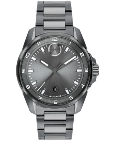 Мужские часы Movado Bold Verso S Swiss Quartz Ionic Plated Grey Steel, 42mm