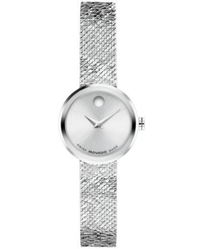 Movado Женские швейцарские кварцевые часы Museum Velura Mini Stainless Steel 21mm