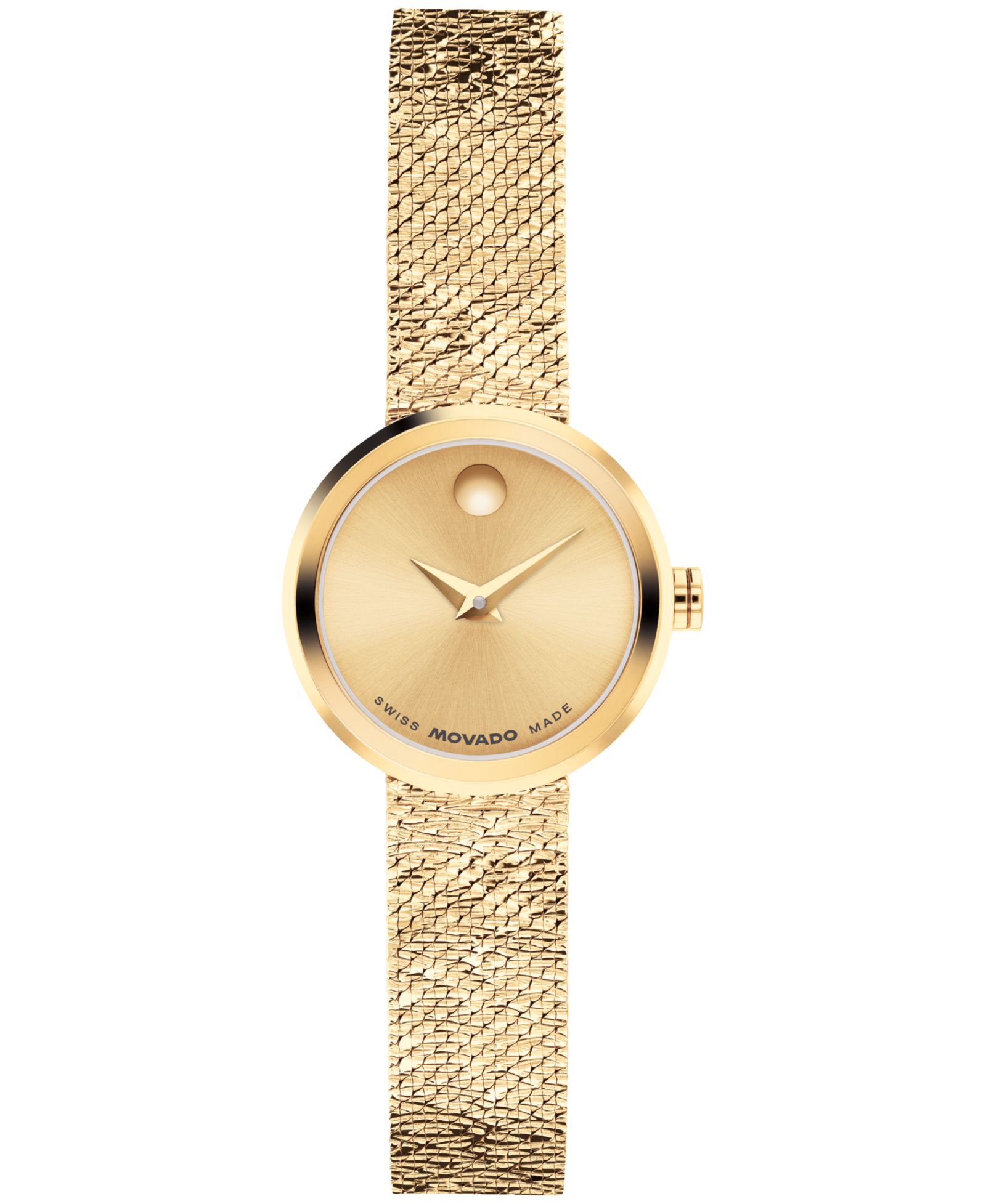 Женские часы Movado Women's Museum Velura Mini Swiss Quartz Light Yellow Pvd Steel, 21mm