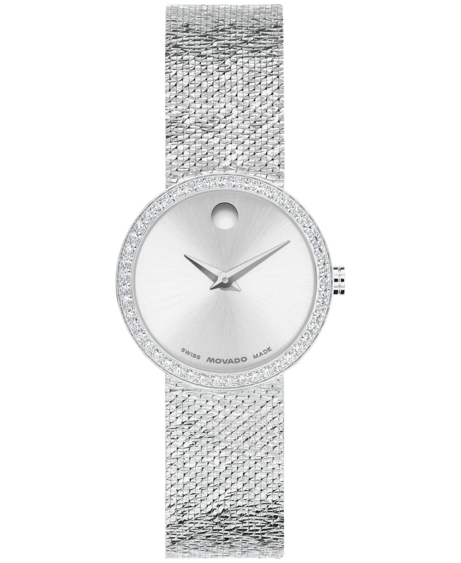 Женские часы Movado Museum Velura Lab Grown Diamond Swiss Quartz Stainless Steel, 25mm