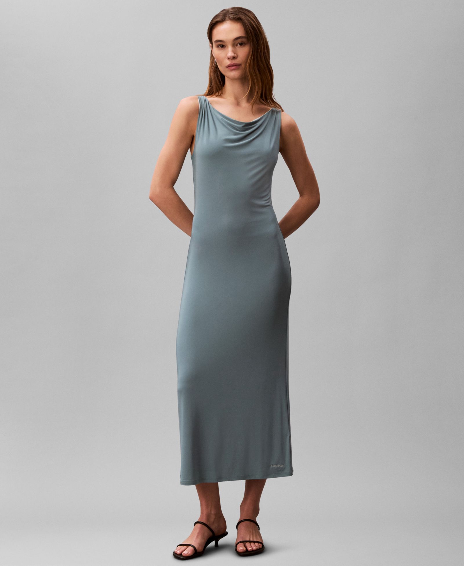 Женское платье Calvin Klein Second Skin Reversible Sleeveless Cowl Neck Midi