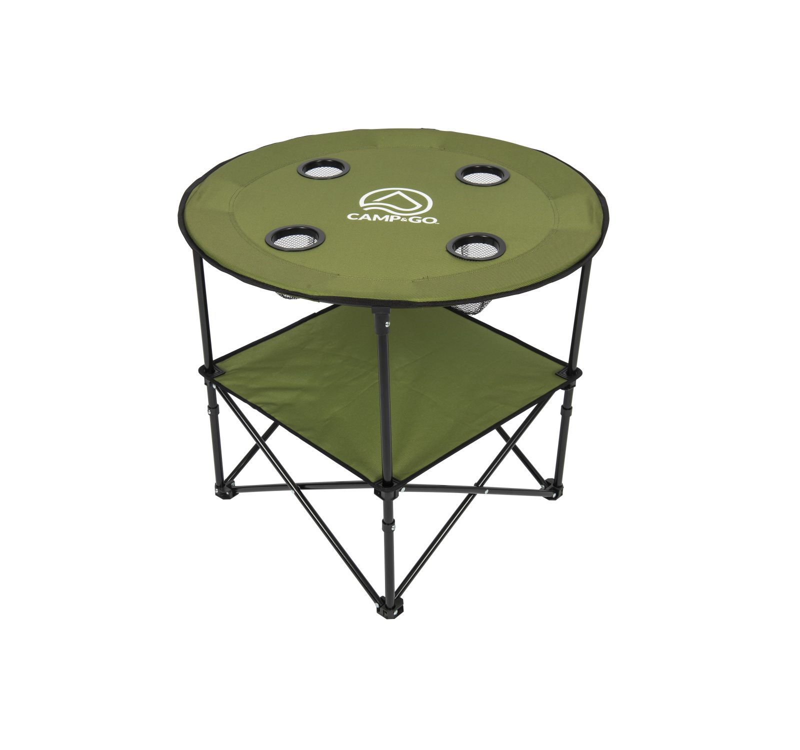 Camp & Go 28" Round Lightweight Fabric Portable Folding Beach Table with Cupholders, Green