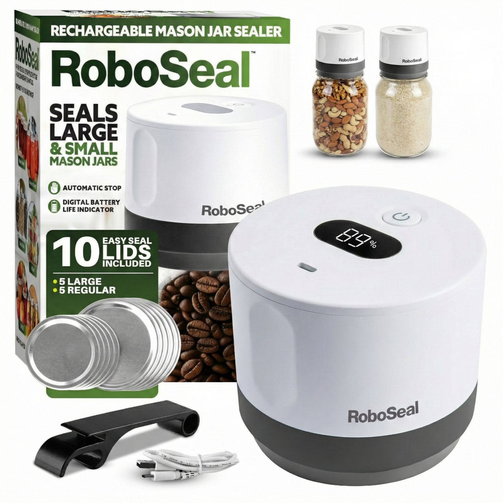 ROBOSEAL Rechargeable Mason Jar Vacuum Sealer