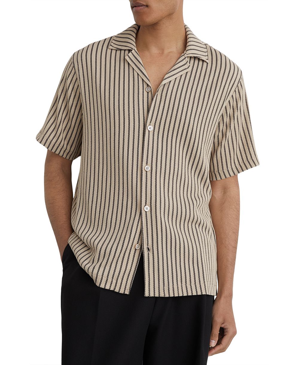 Мужская рубашка REISS Griff Textured Stripe Cuban