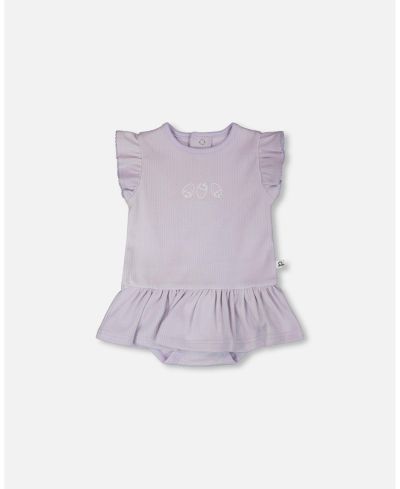 Ромпер Deux par Deux Baby Girl Cotton Rib Jersey с оборками Lilac