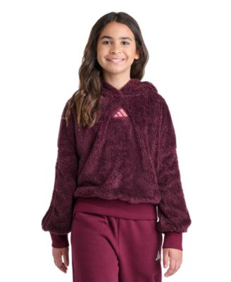 adidas Girls' 8-16 Drop-Shoulder Sherpa Pullover Hoodie