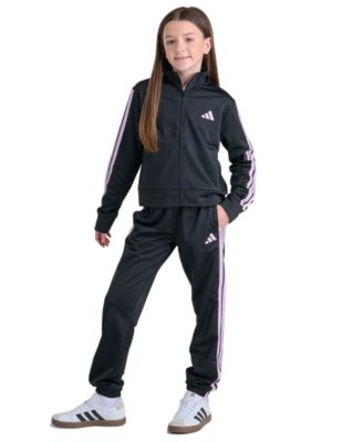 adidas Girls' 8-16 3-Stripes Ful-Zip Jacket and Tapered-Leg Pants, 2-Piece Set
