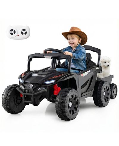 Mecale 12V Battery Powered Ride-On Tractor with Remote Control and Detachable Trailer, Ages 3+