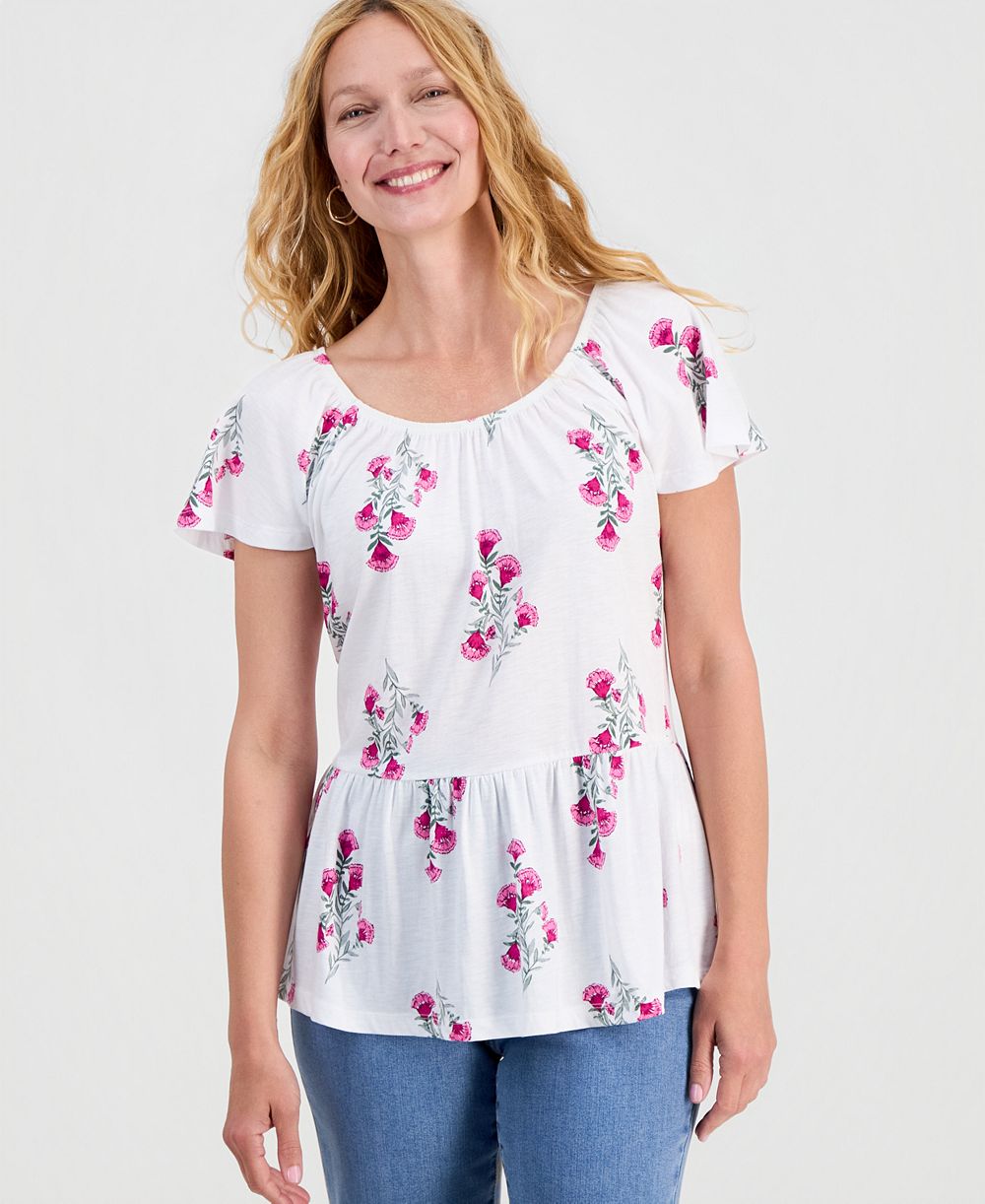 Женский топ Style & Co Petite Floral Print Peplum