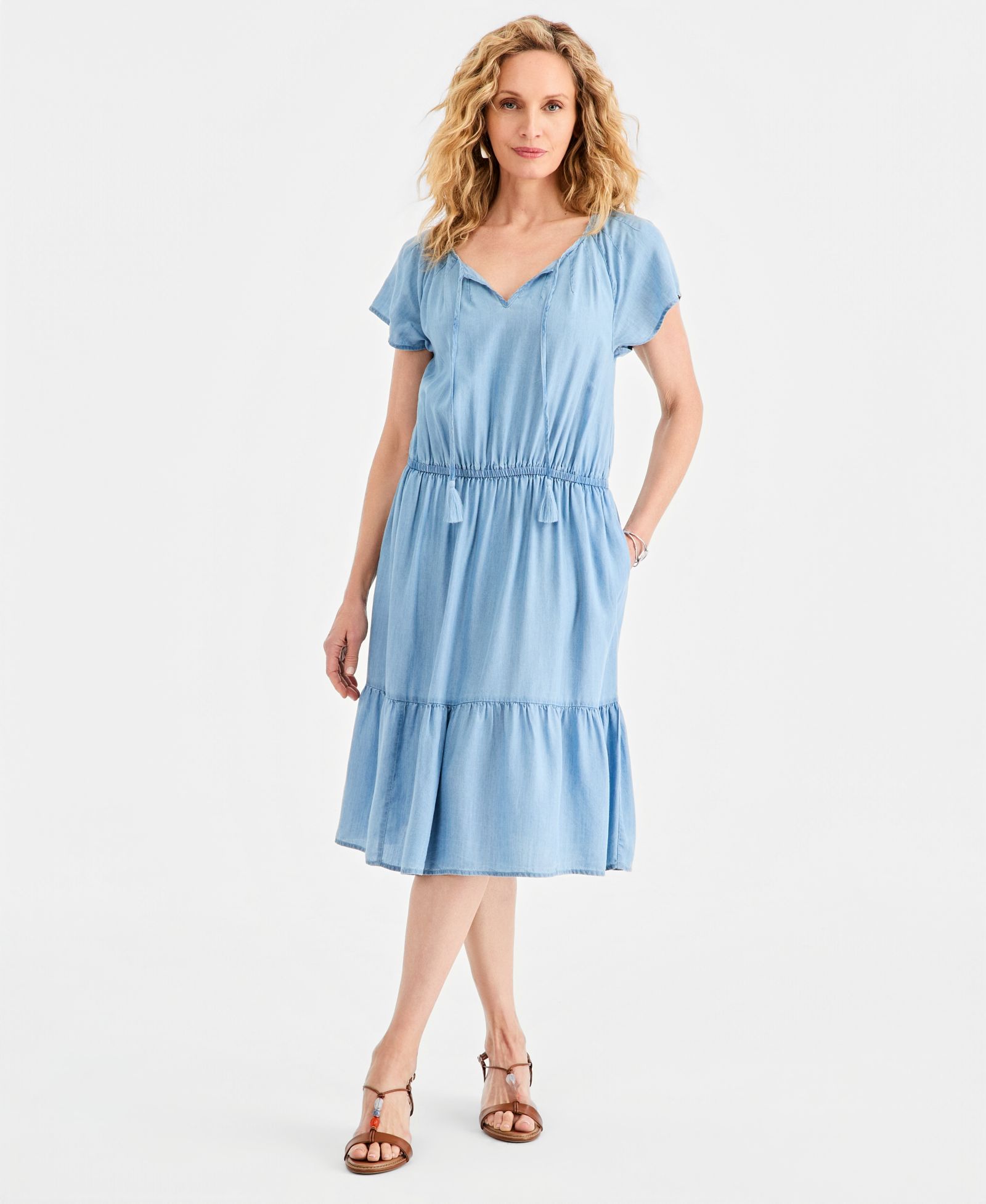 Style & Co Женское многослойное платье из шамбре