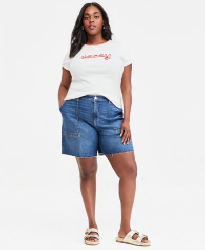 Шорты бермуды On 34th Plus Size High Rise A-line Denim Utility