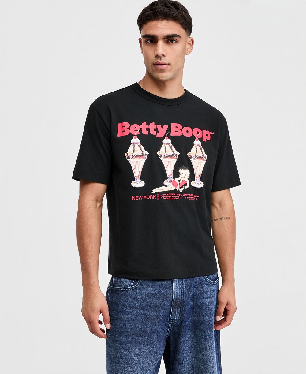 Mode of One Men's Relaxed-Fit Betty Boop Ice Cream Graphic T-Shirt, Macy's Exclusive