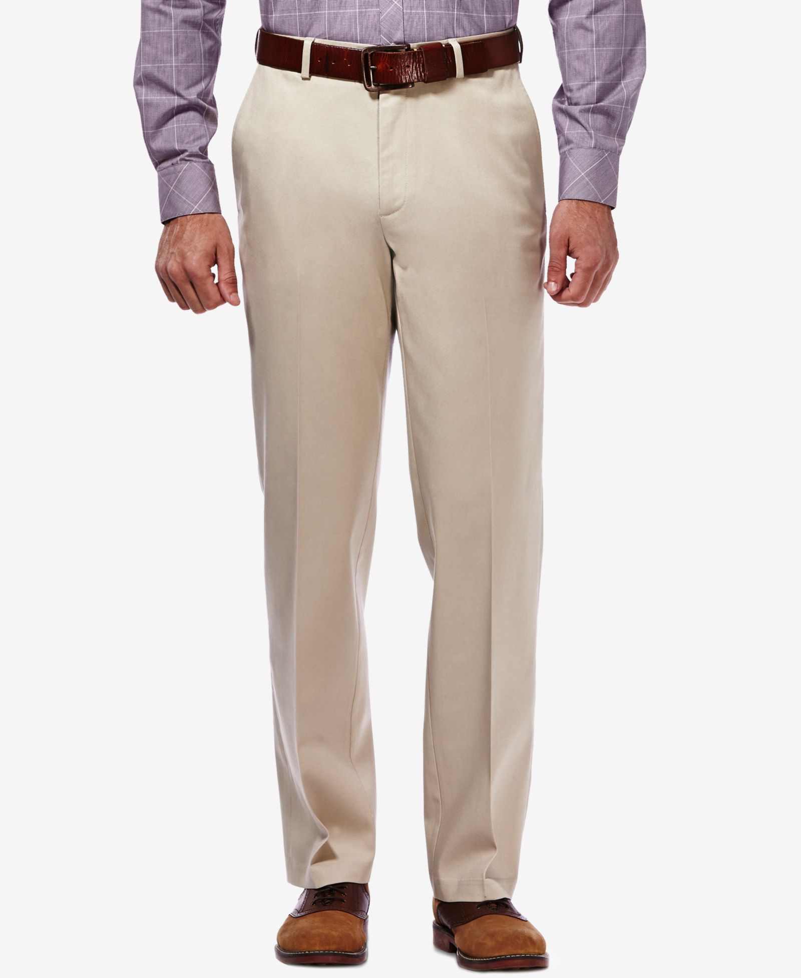 Haggar Men's Premium No Iron Khaki Classic Fit Flat Front Hidden Expandable Waist Pant