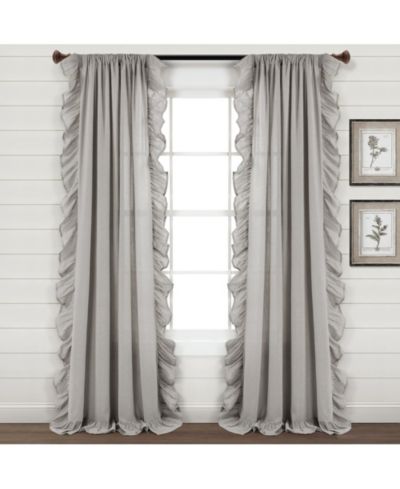 Lush Decor Linen Ruffle Light Filtering Window Curtain Panel Single 54"W x 95"L