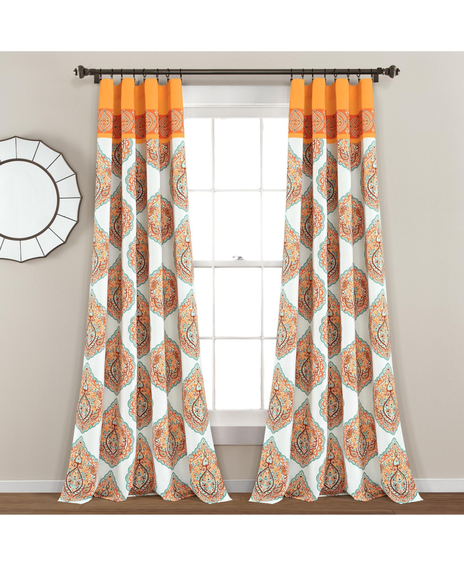 Lush Decor Harley Light Filtering Window Curtain Panels Pair 52" W x 84" L, - Boho Curtains for Living Room - Maximalist Bedroom Curtains