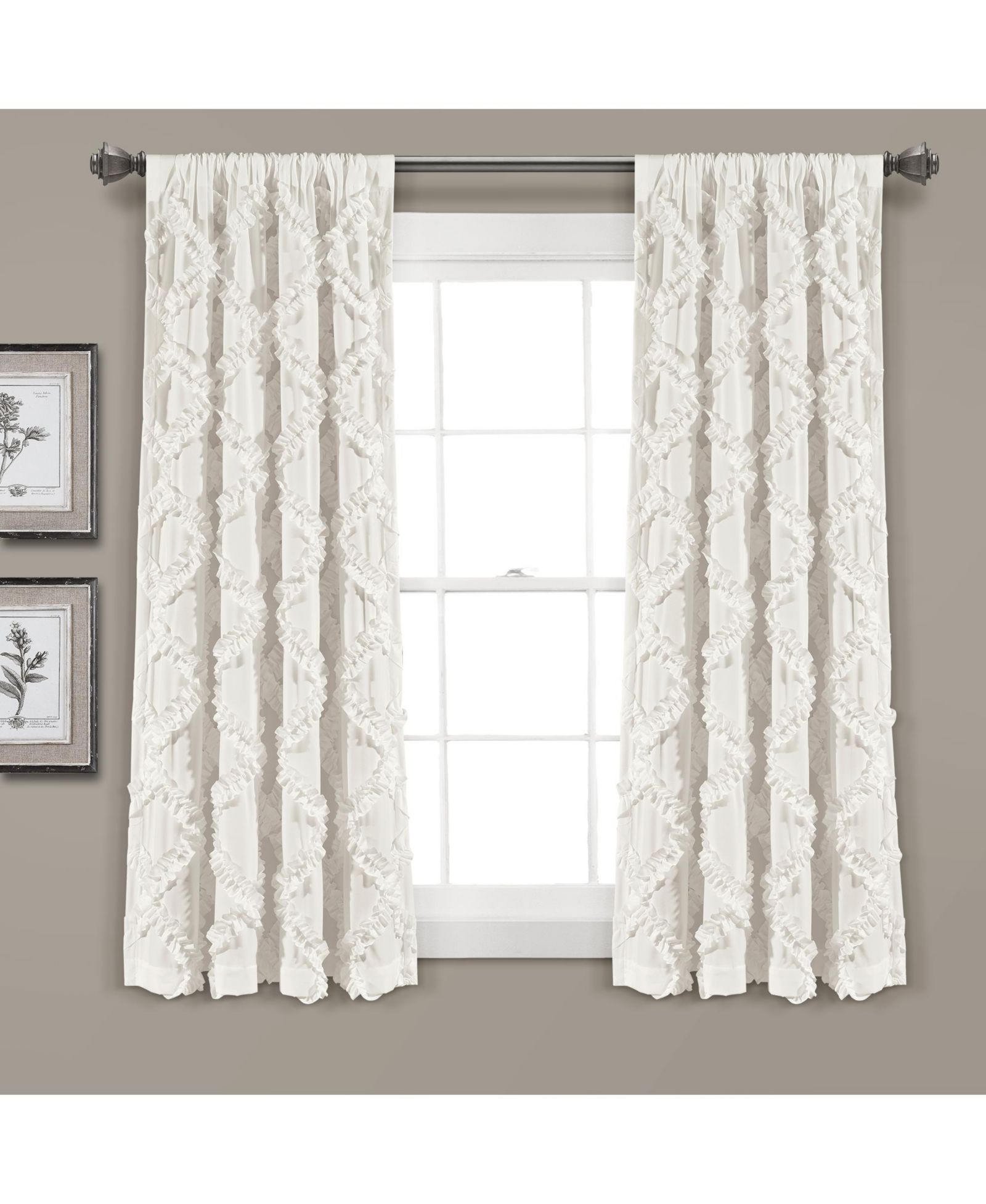 Шторы Lush Decor Ruffle Diamond Window Curtain Panels Pair