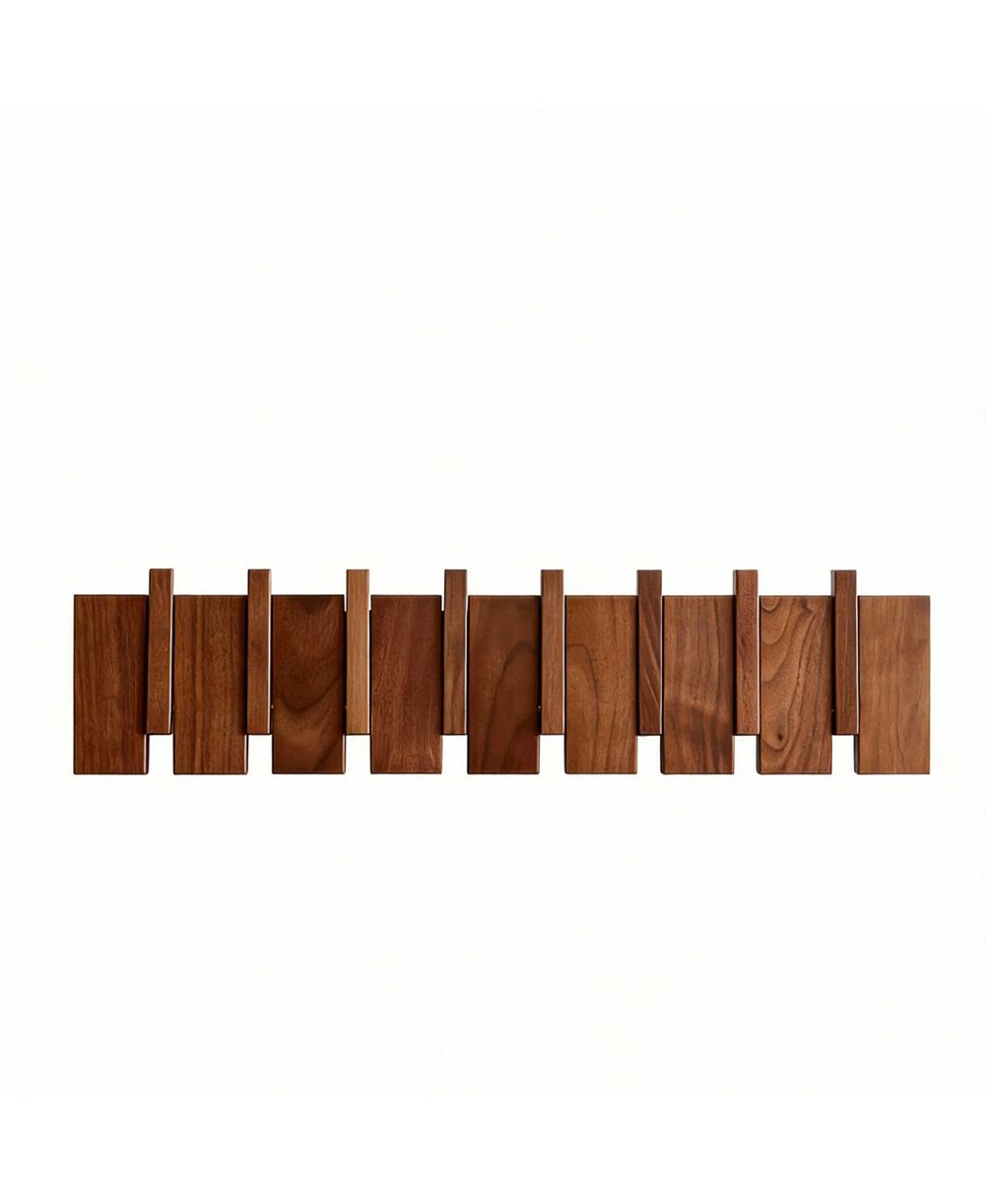 YIGII Wood Piano Key Style Wall Coat Rack with 8 Hooks