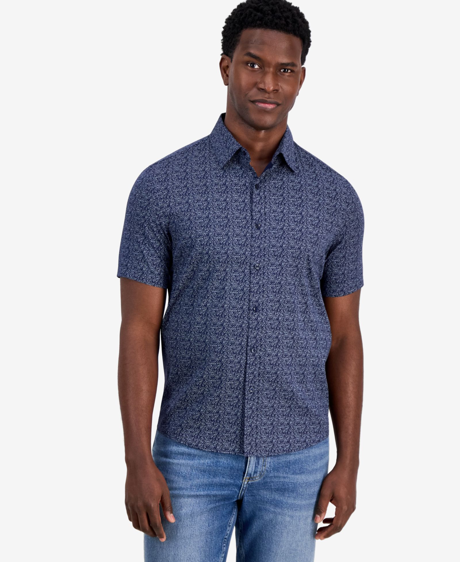 Michael Kors Men's Short-Sleeve Perfect Leaf Button-Up Shirt