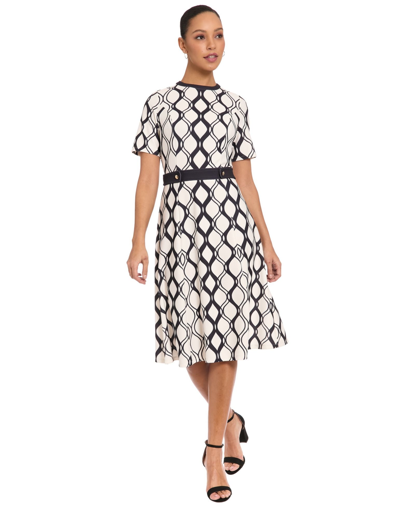 Женское платье London Times Geometric Print Belted