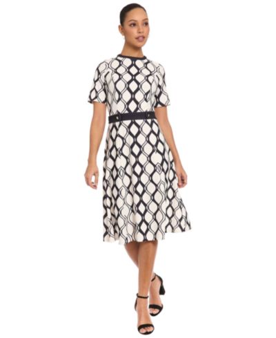 Женское платье London Times Geometric Print Belted
