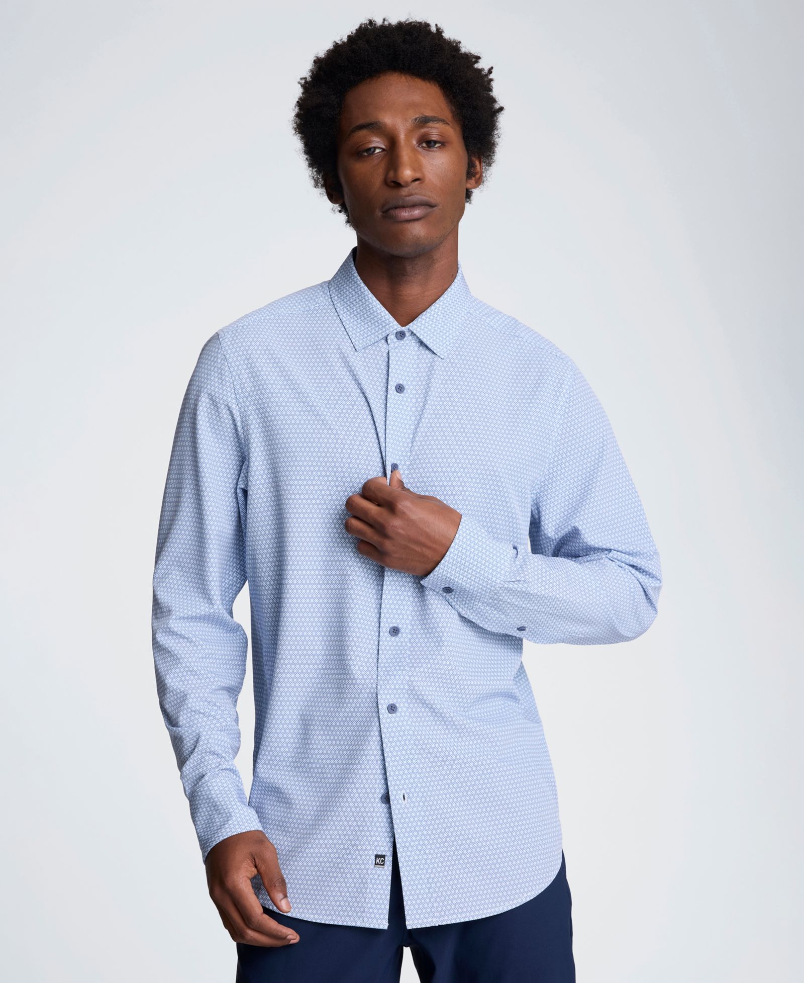 Kenneth Cole Men's Slim Fit Point Collar Button-Down Shirt
