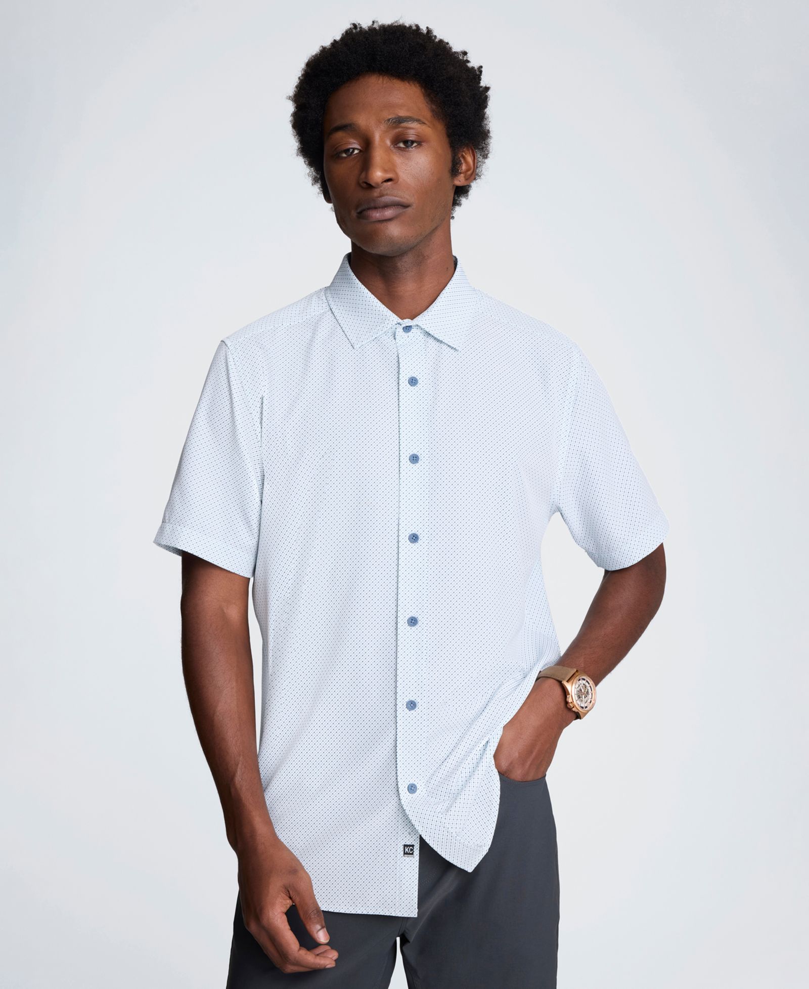 Мужская рубашка Kenneth Cole Slim Fit с коротким рукавом