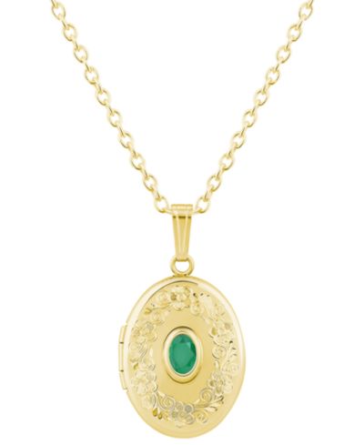 Подвеска-локет с сапфиром (5/8 ct. t.w.) из стерлингового серебра с напылением 14k Yellow Gold
