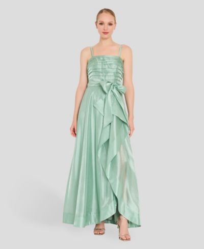 Tahari ASL Women's Ruched Bodice Ruffle Front Gown