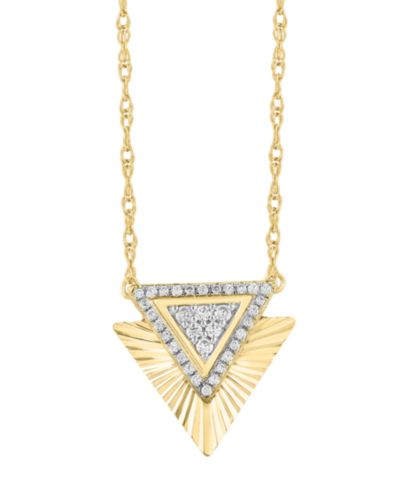 Macy's Diamond Pendant Necklace (1/5 ct. t.w.) in 10k Yellow Gold