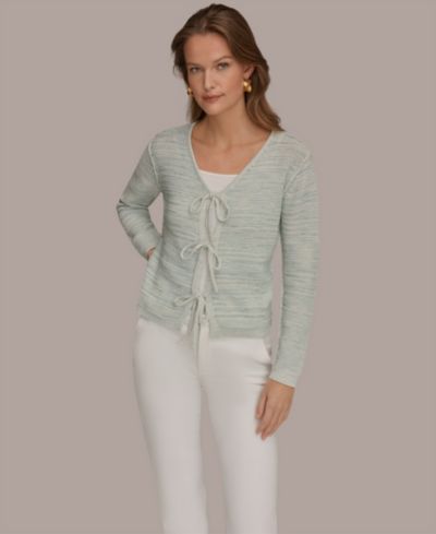 Donna Karan Weekend Women's V-Neck Tie-Front Cardigan