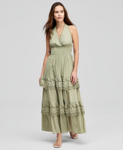 And Now This Women's Cotton Halter Tiered Maxi Dress, Macy's  Exclusive