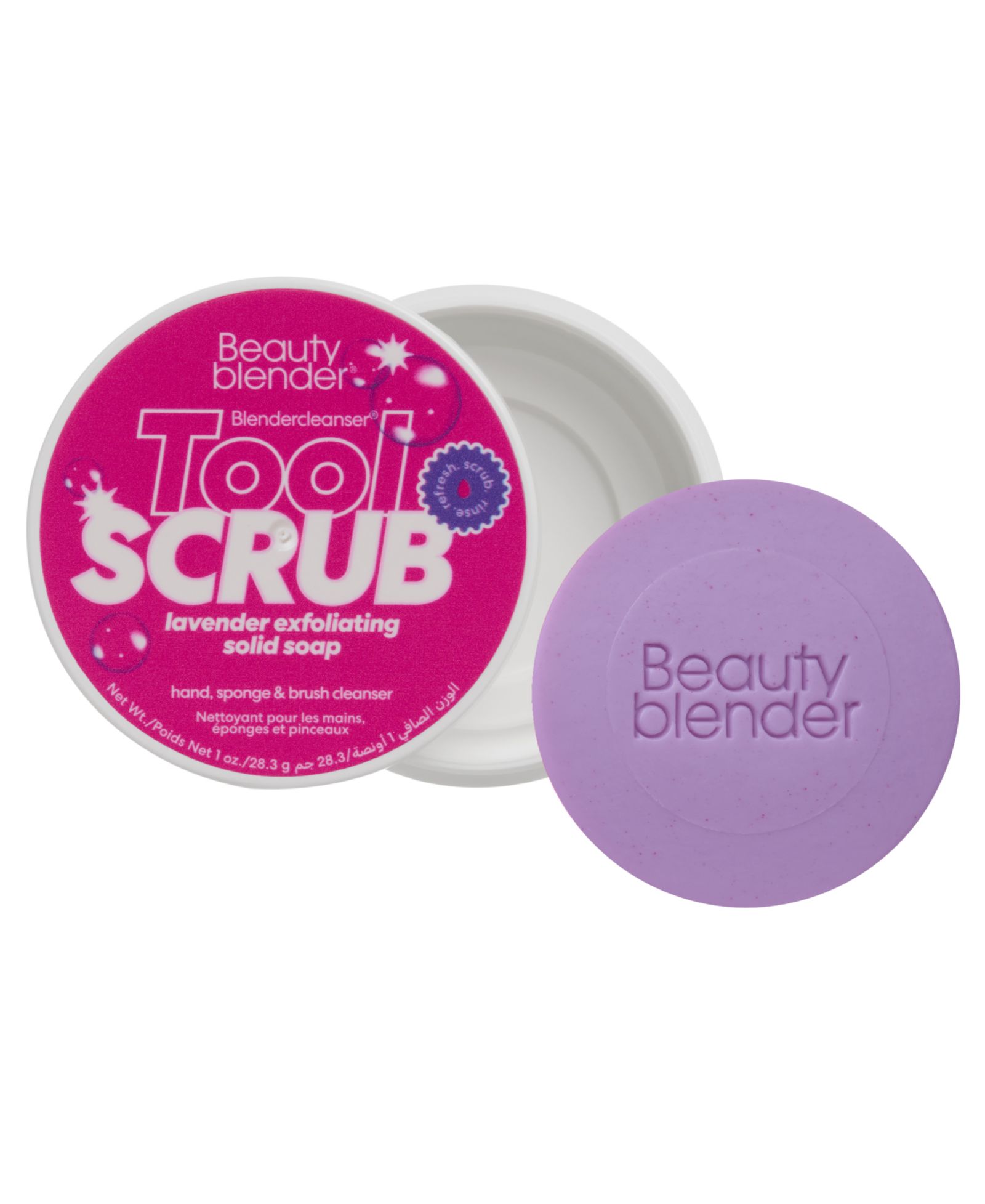 beautyblender Blendercleanser Tool Scrub Lavender Exfoliating Solid Soap, 1 oz.