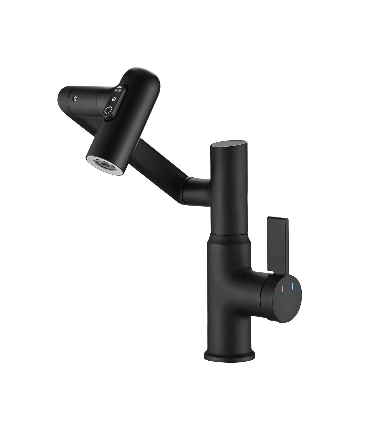 RAINSKEN Rotatable Bathroom Faucet with Temperature Display in Fahrenheit (Batteries-Free), 3 Water Outlet Modes - Black