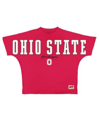 Женская оверсайз футболка Pressbox Scarlet Ohio State Buckeyes Flannigan