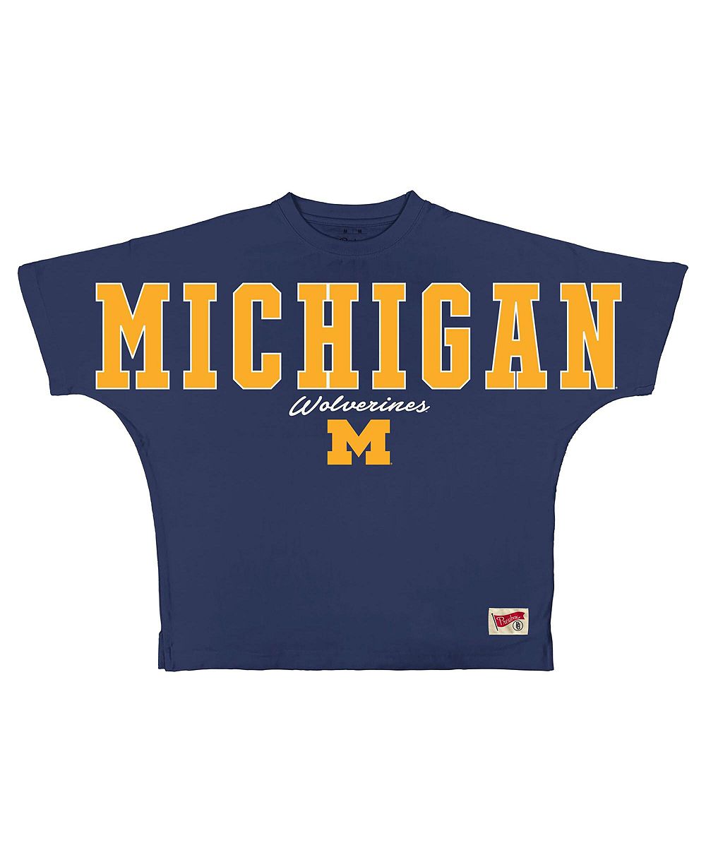 Pressbox Women's Navy Michigan Wolverines Flannigan Oversized T-Shirt