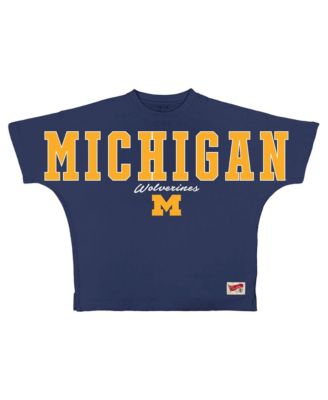 Женская футболка Pressbox Michigan Wolverines Flannigan Oversized, темно-синяя