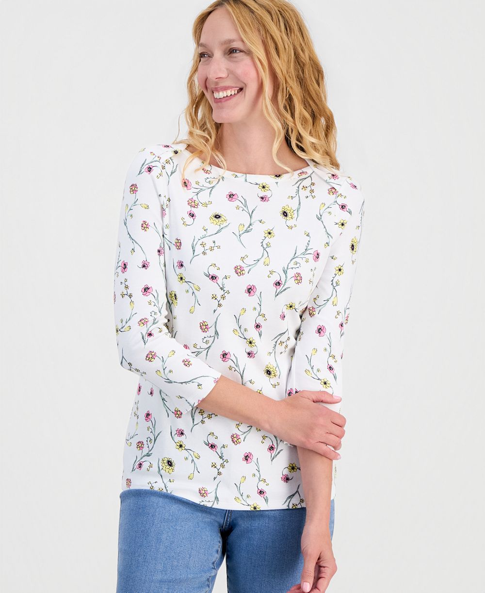 Style & Co Женский топ из хлопка Pima с 3/4 рукавом