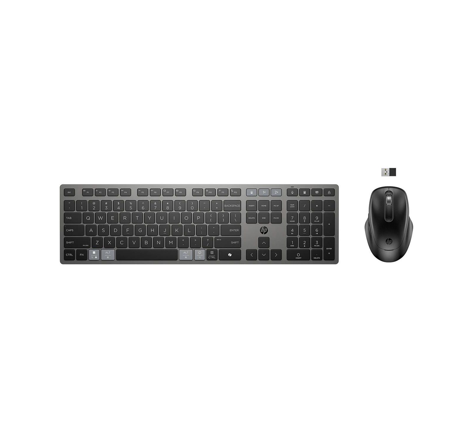 Hp 725 Rechargeable Wireless Multi-Device Keyboard and Mouse Combo for Windows 10 and Windows 11