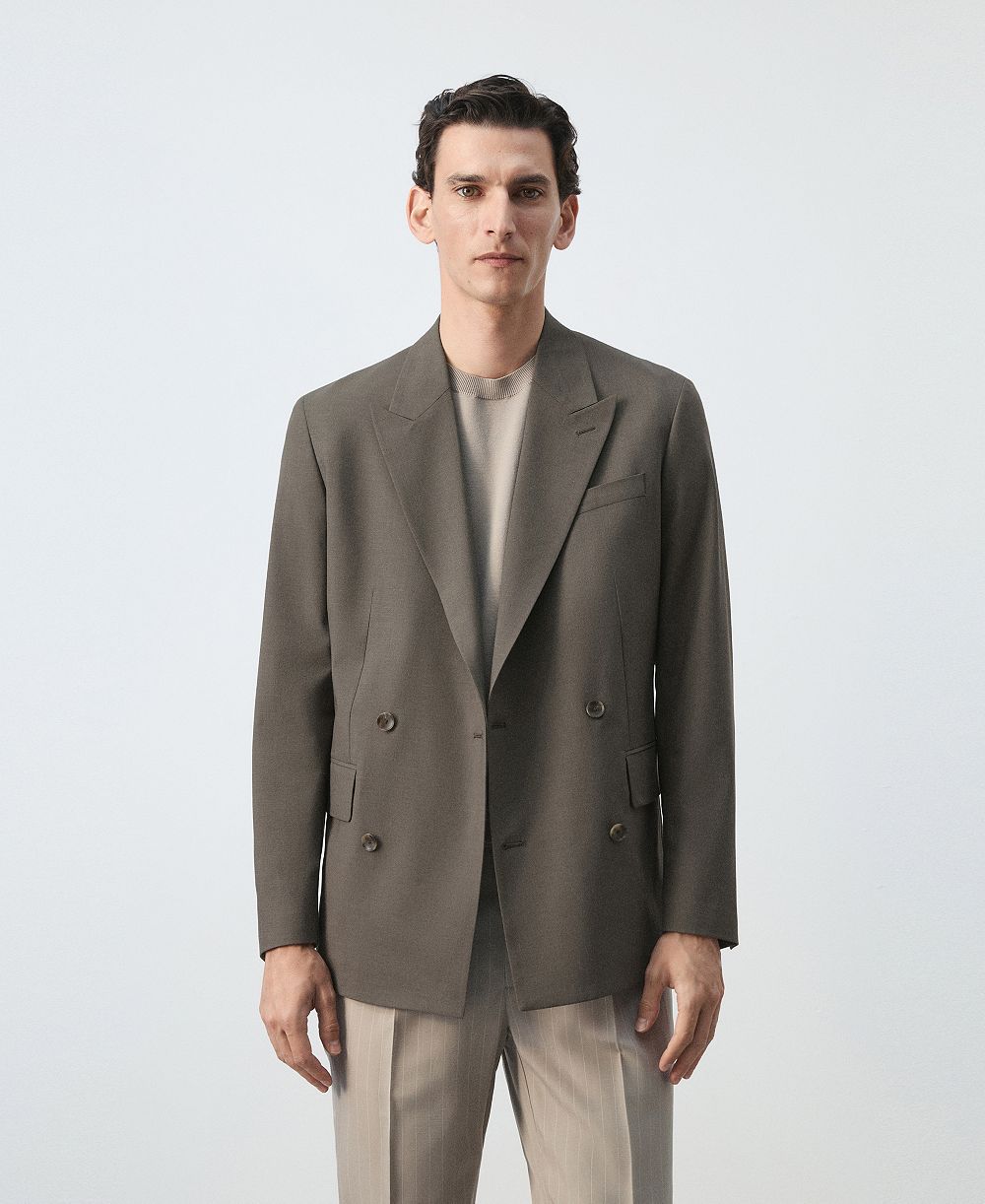 Mango Мужской классический двубортный пиджак Boston Regular-Fit
