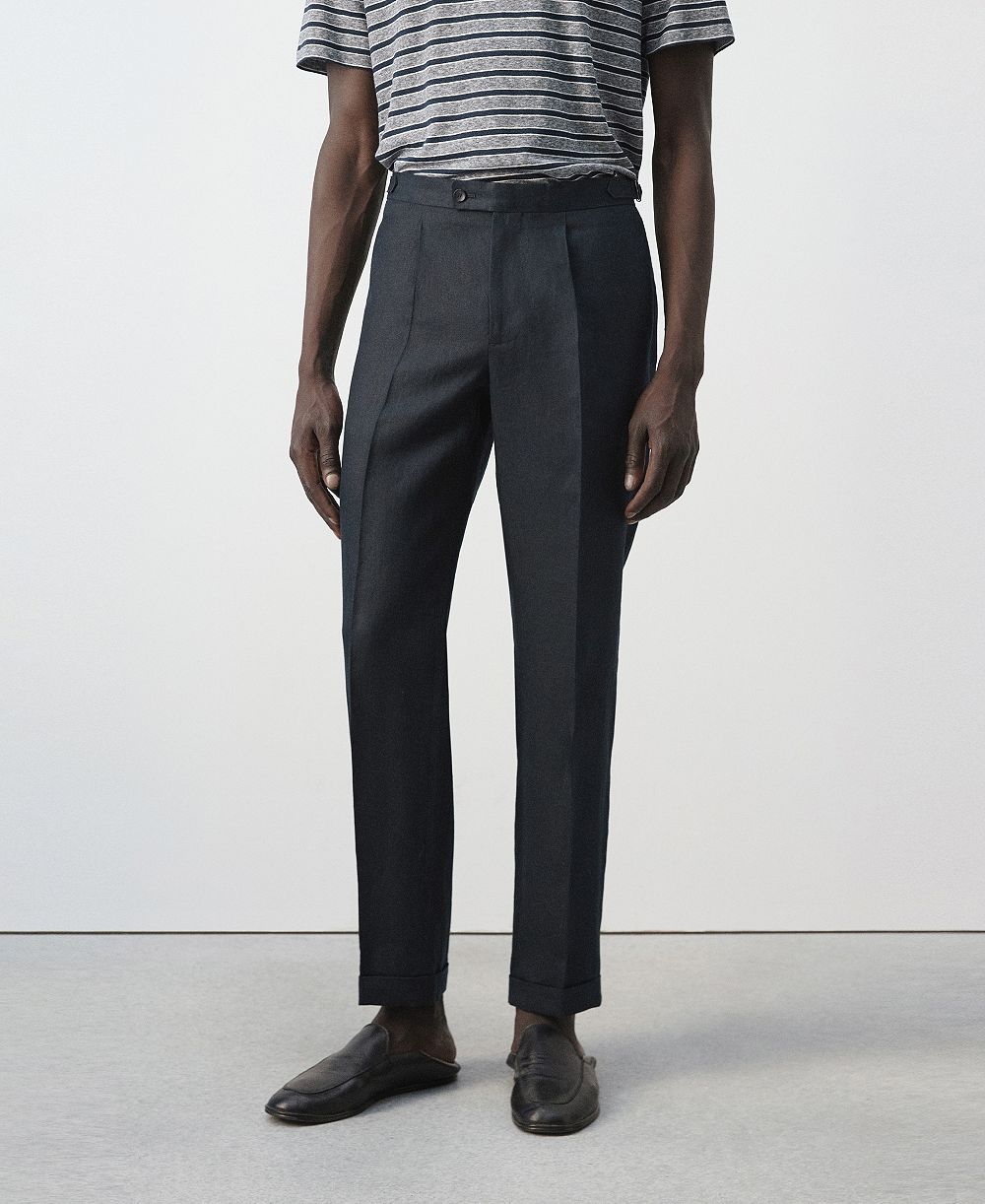 Mango Men's Adjustable Bands Linen Suit Pants
