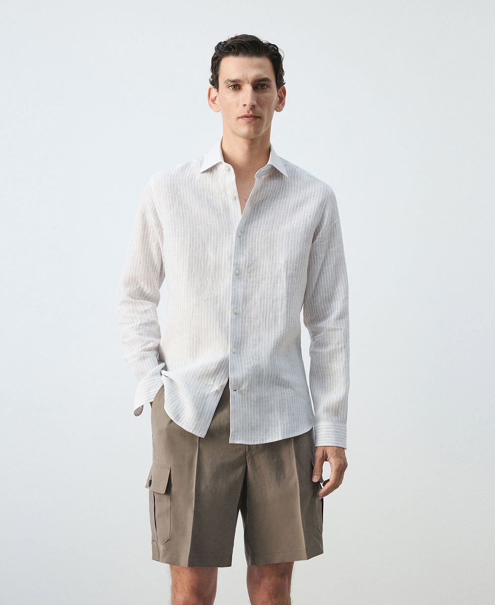 Мужская рубашка Mango Linen Slim-Fit