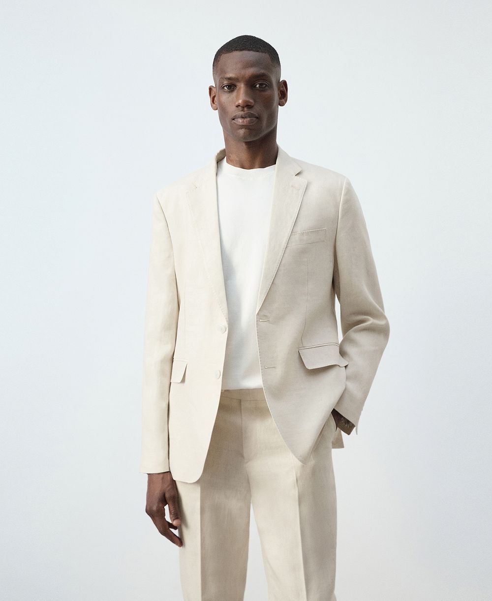 Мужской приталенный блейзер Mango Men's Amalfi Linen Slim-Fit Suit