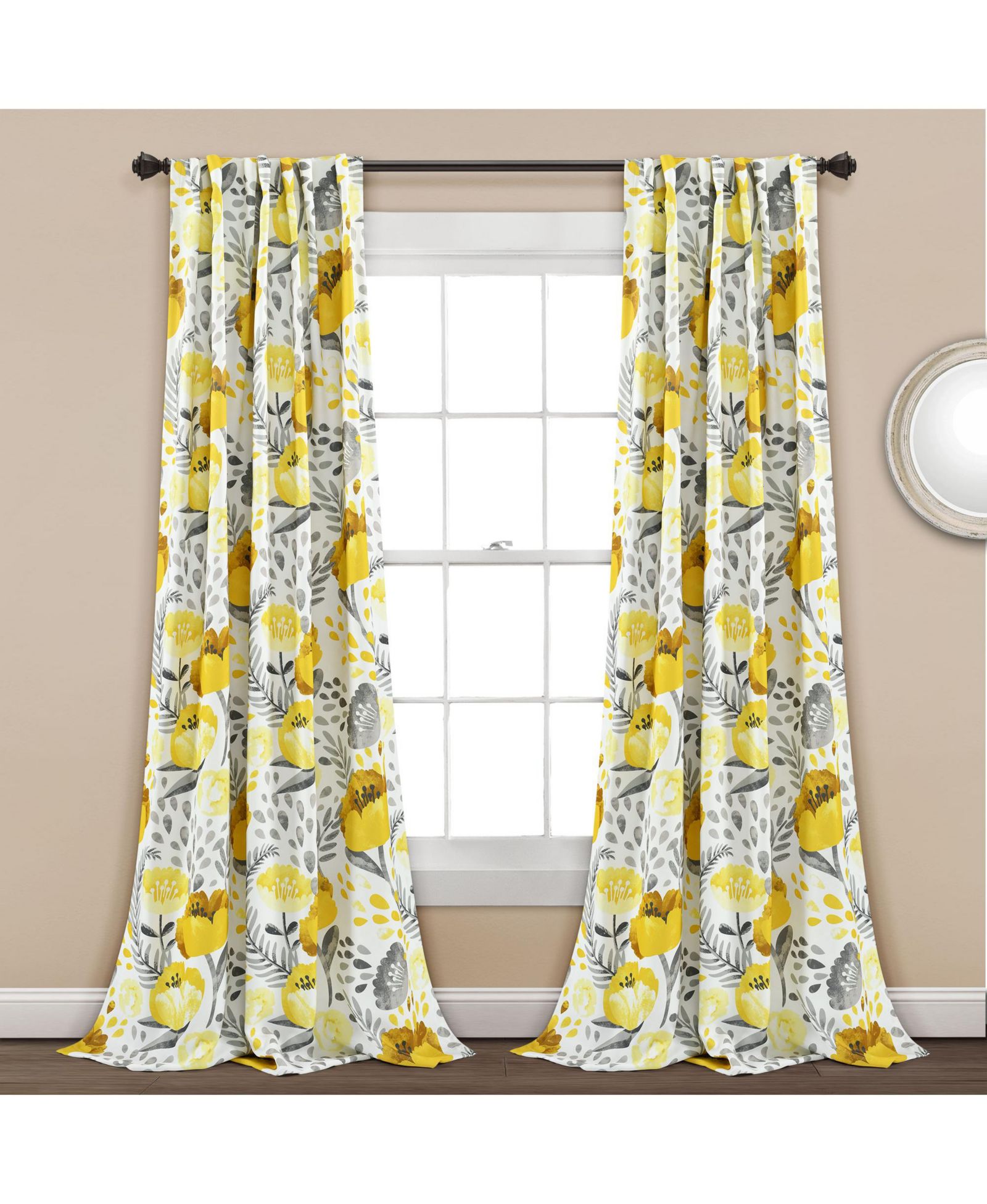 Lush Decor Poppy Garden Room Darkening Curtain Panels Pair, 52"×84" Floral Curtains