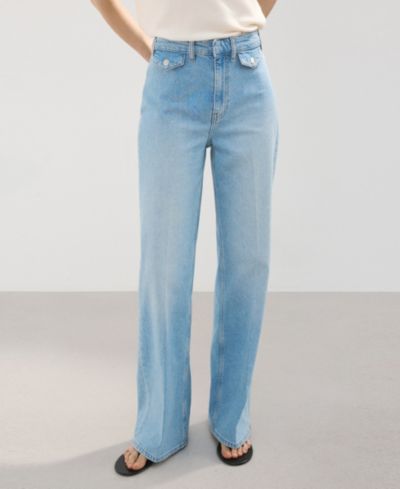 Женские джинсы Mango Women's Pockets Wide-Leg Mid-Rise Jeans