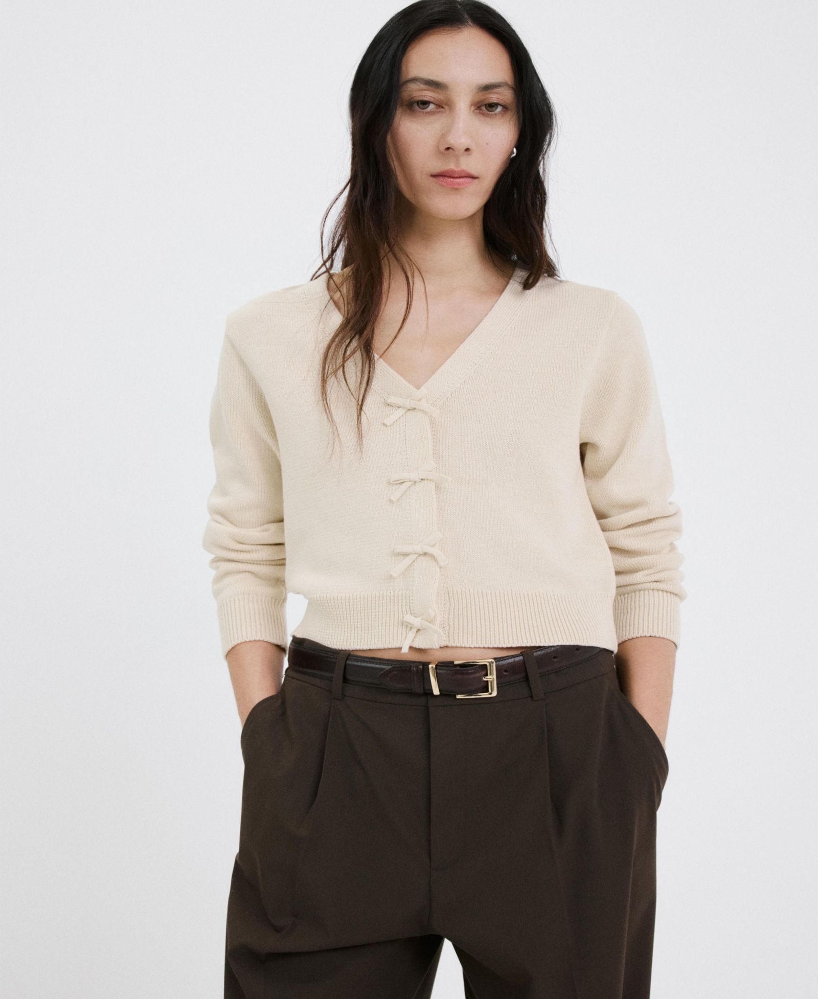 Mango Women's Ties Knitted Cardigan