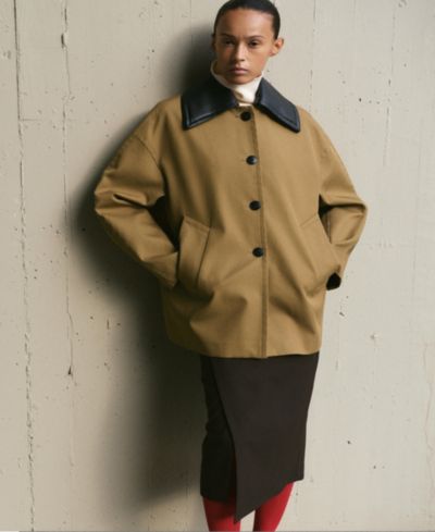 Женское пальто Mango Faux Leather Effect Trench Coat