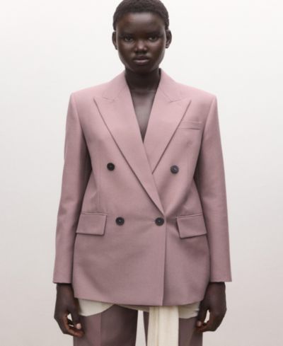 Women's Selection Double-Breasted Wool Suit Blazer