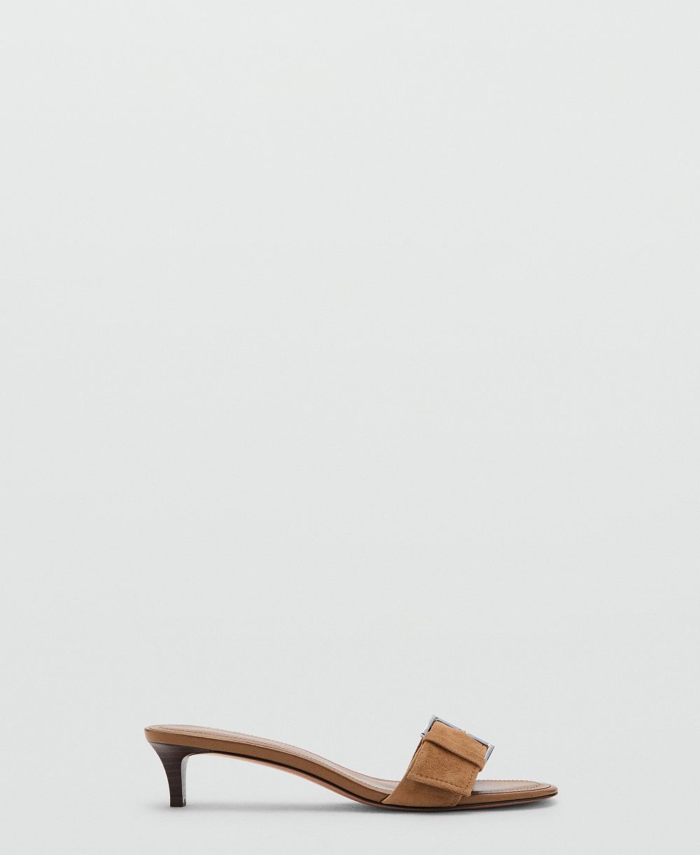 Mango Women's Buckle Leather Heeled Sandals