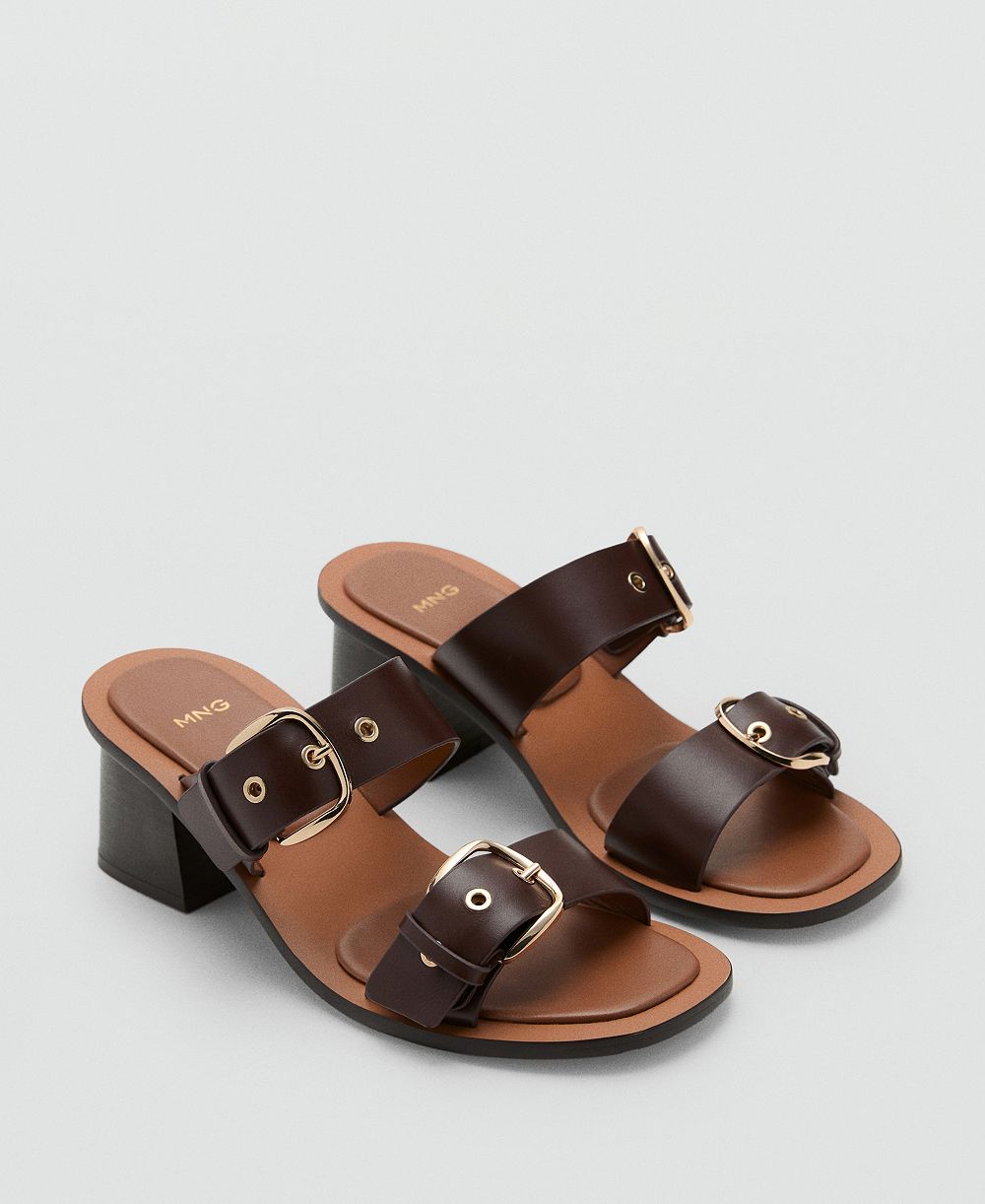 Mango Women's Buckles Leather Heeled Sandals