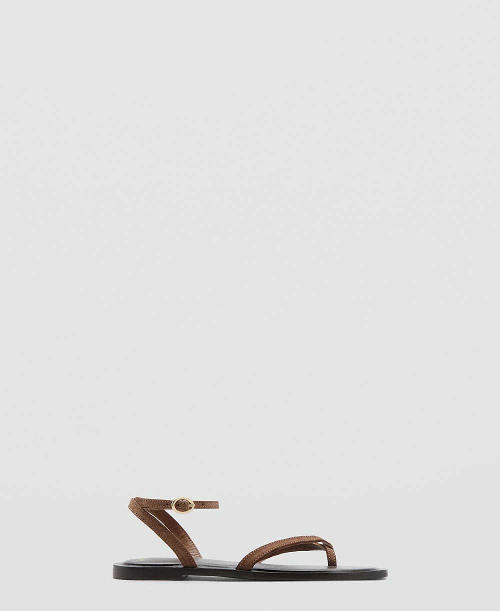 Mango Women's Crossed Straps Leather Sandals